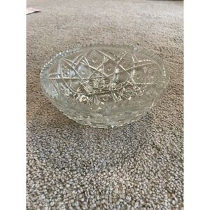 VINTAGE Cut Glass Bowl‎ NICE 3 toe foot sawtooth